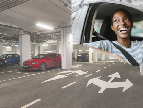 Spacious underground parking garage at Preston Square